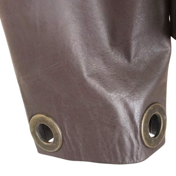 Emporio Cueros Brown Open Front Leather Jacket With Grommet Detail Size S - Picture 6 of 6